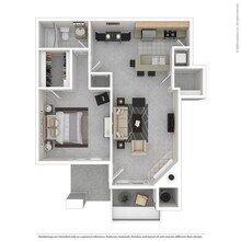 1 Bedroom 1 Bath 216 floor plan
